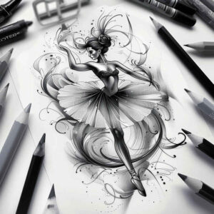 contemporary-dance – tattoo design ideas free ai generated – realism-real-ink-flow – for-outer-arm – Gallery: dance-inkby-ai