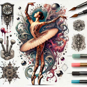dance-form – tattoo design ideas free ai generated – realism-highlight-detail – for-collarbone – Gallery: dance-inkby-ai