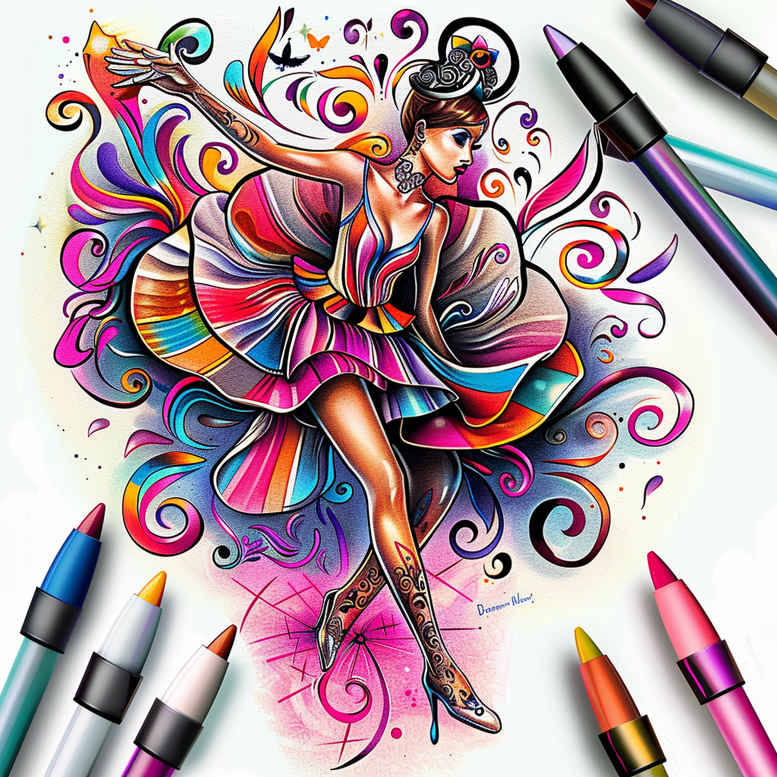 dance – tattoo design ideas free ai generated – neotraditional-classic-motifs – for-heel – Gallery: dance-inkby-ai
