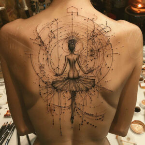 dance-motion – tattoo design ideas free ai generated – realism-micro-detail – for-upper-back – Gallery: dance-inkby-ai