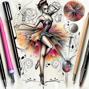dance-rhythm – tattoo design ideas free ai generated – surrealism-dreamlike – for-back-shoulder – Gallery: dance-inkby-ai