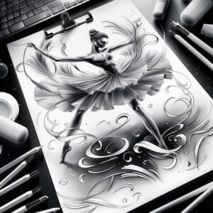 dance-silhouette – tattoo design ideas free ai generated – neotraditional-contoured-forms – for-lower-arm – Gallery: dance-inkby-ai