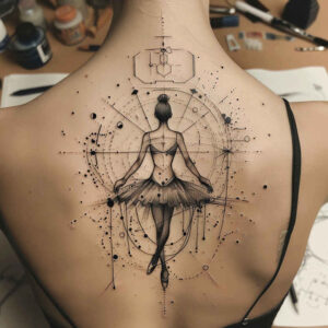 dance-steps – tattoo design ideas free ai generated – neotraditional-color-depth – for-upper-back – Gallery: dance-inkby-ai