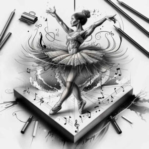 dramatic-dance – tattoo design ideas free ai generated – realism-natural-contours – for-heel – Gallery: dance-inkby-ai