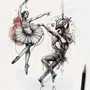 emotional-dance – tattoo design ideas free ai generated – surrealism-distorted-reality – for-arm – Gallery: dance-inkby-ai