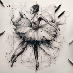 expressive-dance – tattoo design ideas free ai generated – surrealism-metamorphosis – for-behind-ear – Gallery: dance-inkby-ai