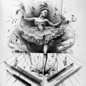 expressive-dance – tattoo design ideas free ai generated – surrealism-shimmering-forms – for-elbow – Gallery: dance-inkby-ai