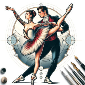 fluid-dance – tattoo design ideas free ai generated – realism-smooth-blackwork – for-behind-ear – Gallery: dance-inkby-ai