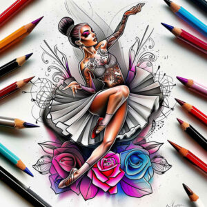 folk-dance – tattoo design ideas free ai generated – neotraditional-bold-outline – for-chest – Gallery: dance-inkby-ai