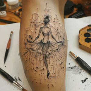 hip-hop-dance – tattoo design ideas free ai generated – surrealism-phantom – for-shin – Gallery: dance-inkby-ai