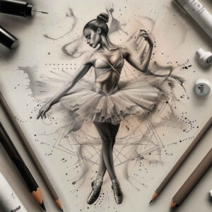 improvisational-dance – tattoo design ideas free ai generated – neotraditional-classic-motifs – for-sternum – Gallery: dance-inkby-ai