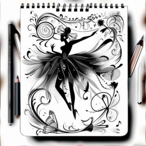 jazz-dance – tattoo design ideas free ai generated – surrealism-unreal-light – for-behind-ear – Gallery: dance-inkby-ai
