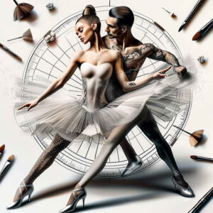 passionate-dance – tattoo design ideas free ai generated – realism-illusion-of-depth – for-shoulder-blade – Gallery: dance-inkby-ai