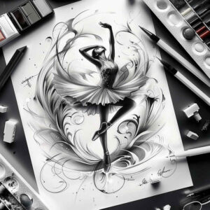 rhythmic-dance – tattoo design ideas free ai generated – neotraditional-enhanced-shading – for-sternum – Gallery: dance-inkby-ai
