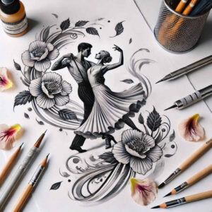 ritual-dance – tattoo design ideas free ai generated – realism-glass-effect – for-collarbone – Gallery: dance-inkby-ai