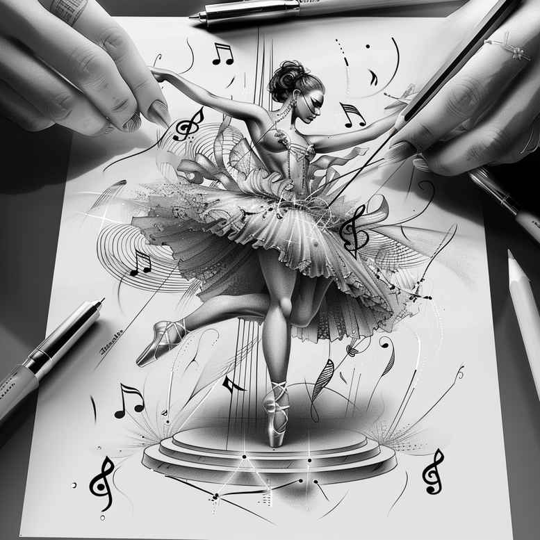street-dance – tattoo design ideas free ai generated – realism-subtle-gradients – for-neck – Gallery: dance-inkby-ai