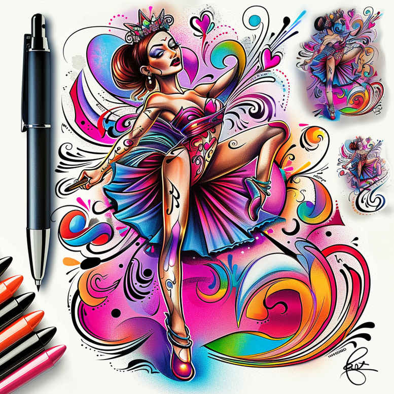 dance tattoo design ideas clear-cut artistic symbolising determination