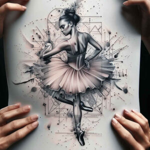 dance tattoo design ideas delicate emotional expression for lower thigh