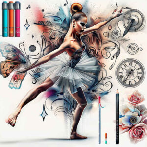 dance tattoo design ideas dainty energetic for upper chest