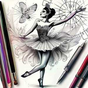 dance tattoo design ideas minimalist script gesture for thigh