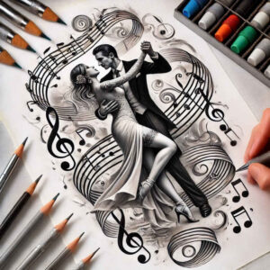 dance tattoo design ideas ultra-thin posture for back of neck