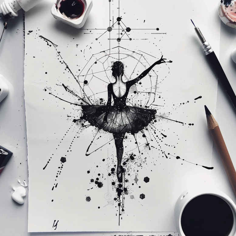 dance tattoo design ideas no shading posture for lower back