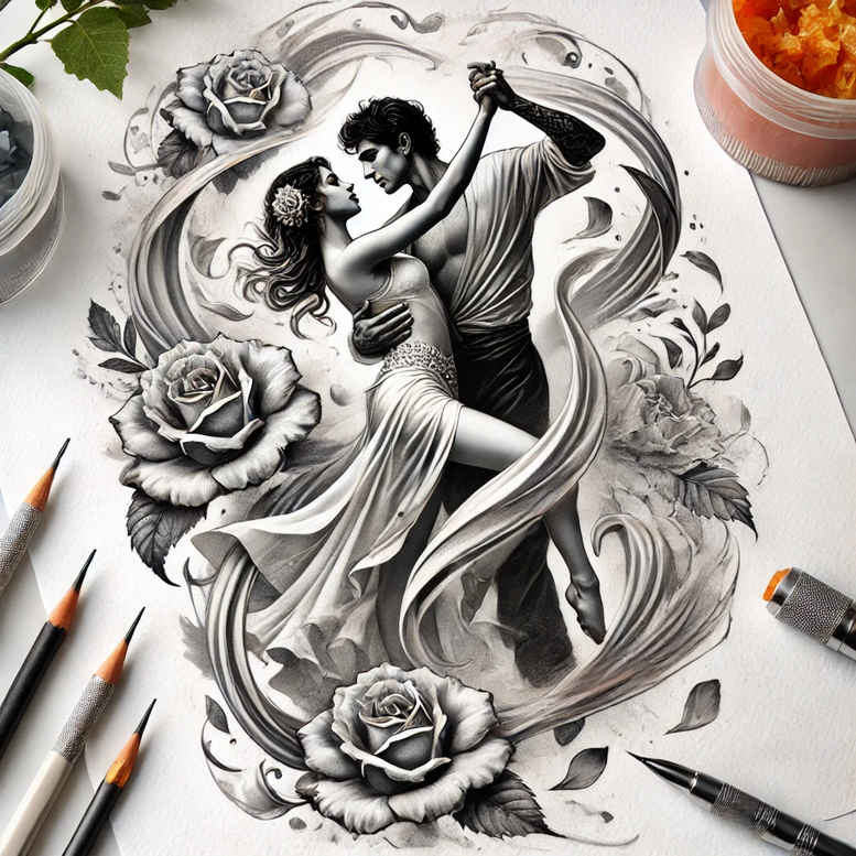 dance tattoo design ideas micro line rhythmic for triceps