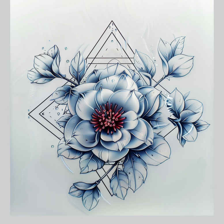 clean-background – tattoo design ideas free ai generated – mini-geometry – for-scapula – Gallery: delicate-flowers-inkby-ai