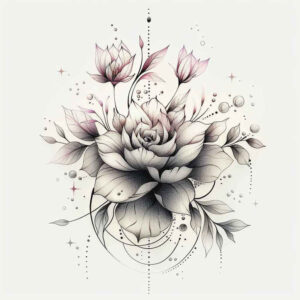 clean-background – tattoo design ideas free ai generated – pure-outline – for-arm – Gallery: delicate-flowers-inkby-ai