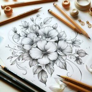 delicate-figure – tattoo design ideas free ai generated – subtle-shape – for-sternum – Gallery: delicate-flowers-inkby-ai