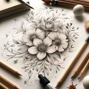 delicate-figure – tattoo design ideas free ai generated – unembellished – for-hip – Gallery: delicate-flowers-inkby-ai