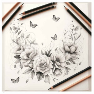 delicate-ink – tattoo design ideas free ai generated – micro-art – for-shoulder – Gallery: delicate-flowers-inkby-ai