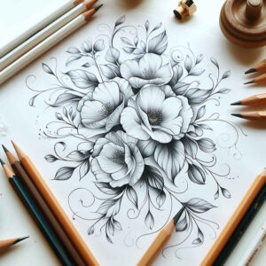 delicate-ornament – tattoo design ideas free ai generated – clear-edge – for-lower-arm – Gallery: delicate-flowers-inkby-ai