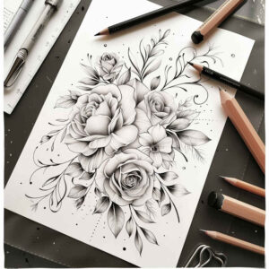 delicate-ornament – tattoo design ideas free ai generated – dainty – for-thigh – Gallery: delicate-flowers-inkby-ai