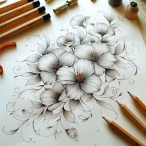 delicate-ornament – tattoo design ideas free ai generated – micro-line – for-palm – Gallery: delicate-flowers-inkby-ai