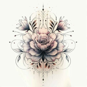 delicate-ornament – tattoo design ideas free ai generated – point-minimal – for-back-of-neck – Gallery: delicate-flowers-inkby-ai