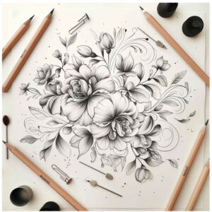 delicate-shadow – tattoo design ideas free ai generated – pinprick – for-forearm – Gallery: delicate-flowers-inkby-ai