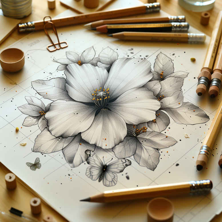 delicate-silhouette – tattoo design ideas free ai generated – soft-curve – for-hip – Gallery: delicate-flowers-inkby-ai