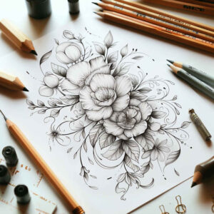 delicate-tattoo – tattoo design ideas free ai generated – tiny-tattoo – for-elbow – Gallery: delicate-flowers-inkby-ai