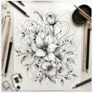 ethereal-form – tattoo design ideas free ai generated – concise – for-behind-ear – Gallery: delicate-flowers-inkby-ai