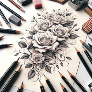 ethereal-tattoo – tattoo design ideas free ai generated – dainty – for-lower-leg – Gallery: delicate-flowers-inkby-ai