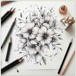 ethereal-tattoo – tattoo design ideas free ai generated – sparse – for-upper-chest – Gallery: delicate-flowers-inkby-ai