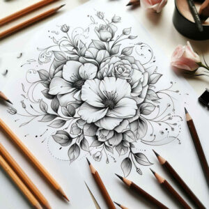fine-line – tattoo design ideas free ai generated – plain – for-triceps – Gallery: delicate-flowers-inkby-ai