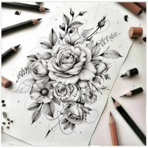 floral-accents – tattoo design ideas free ai generated – basic – for-nape – Gallery: delicate-flowers-inkby-ai