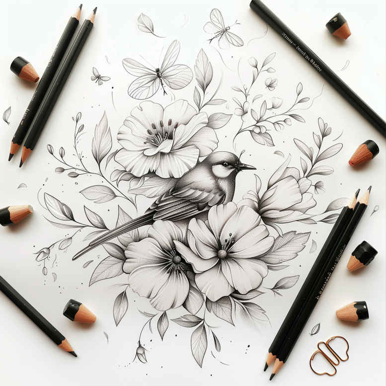 floral-accents – tattoo design ideas free ai generated – petite – for-upper-shoulder – Gallery: delicate-flowers-inkby-ai
