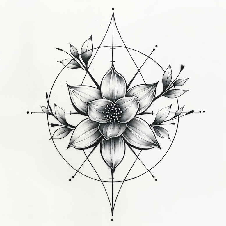 floral-aura – tattoo design ideas free ai generated – clear-cut – for-shin – Gallery: delicate-flowers-inkby-ai