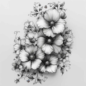 floral-aura – tattoo design ideas free ai generated – petite – for-lower-chest – Gallery: delicate-flowers-inkby-ai
