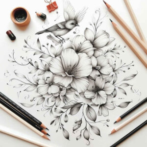 floral-aura – tattoo design ideas free ai generated – simple-icon – for-toe – Gallery: delicate-flowers-inkby-ai