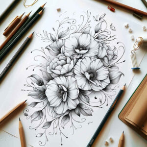 floral-form – tattoo design ideas free ai generated – uncluttered – for-back-of-neck – Gallery: delicate-flowers-inkby-ai