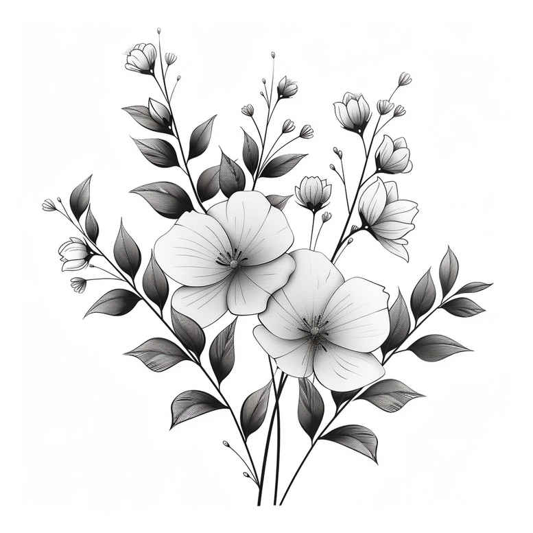 floral-motif – tattoo design ideas free ai generated – nonintrusive – for-toe – Gallery: delicate-flowers-inkby-ai